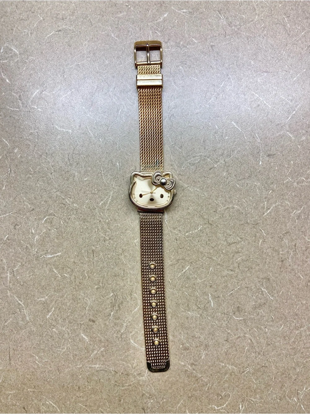 Sanrio Hello Kitty Gold Tone Mesh Bracelet Watch